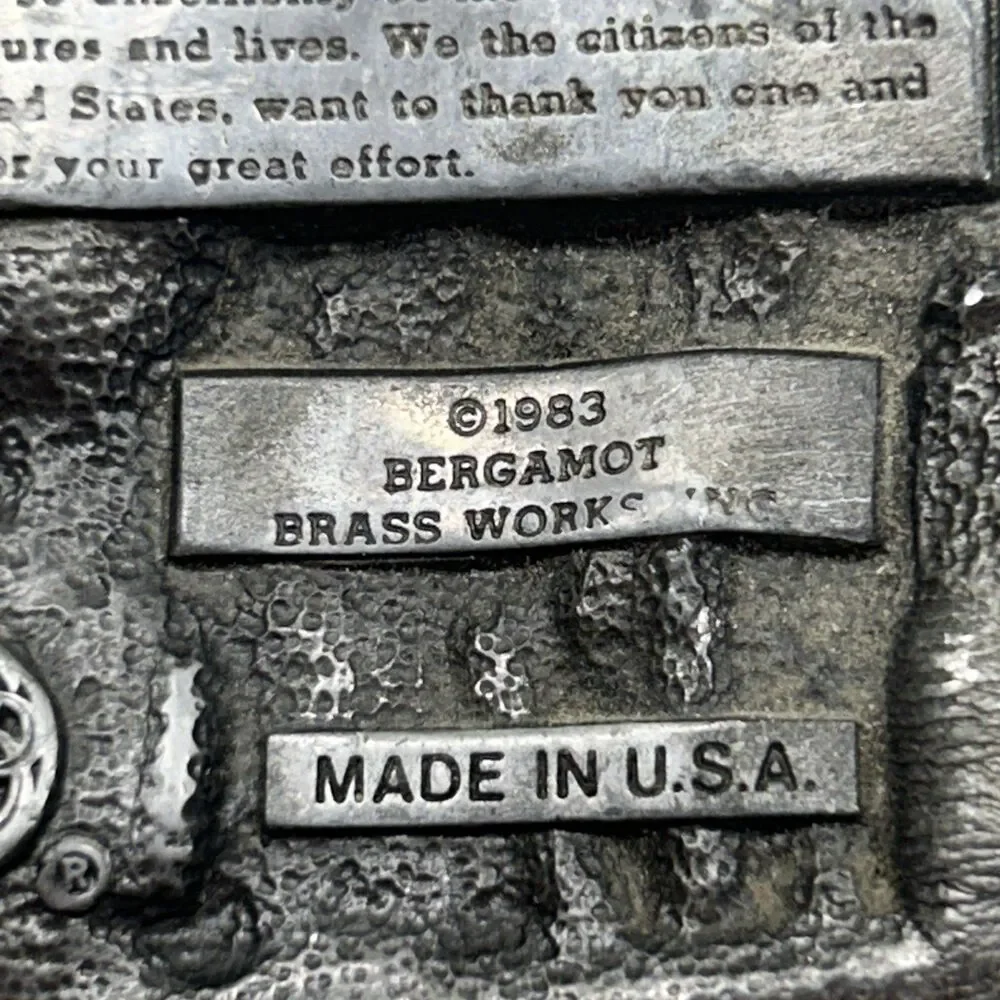 Vintage Bergamot Brass Works Vietnam‎ Veteran Belt Buckle 1983 Made in USA